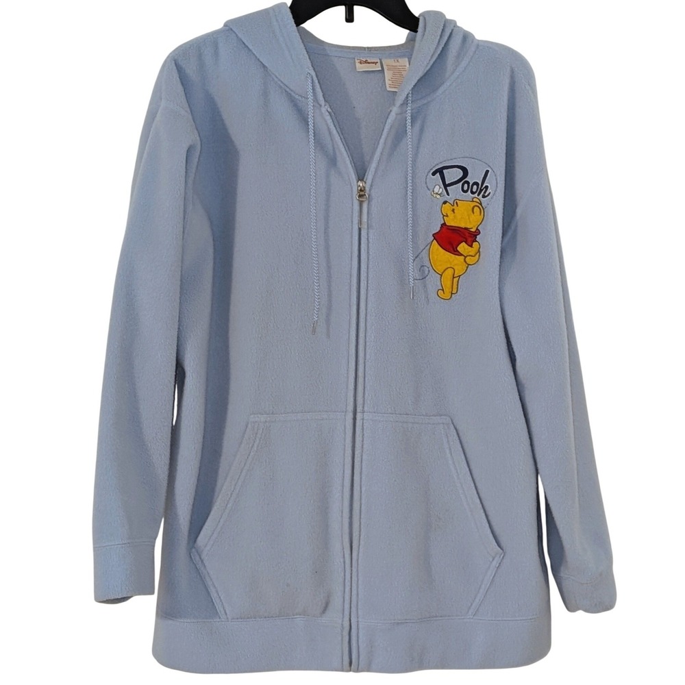 Vintage‎ Disney Winnie the Pooh Y2K Fleece Zip Up Blue Pooh Tigger Piglet 1X
